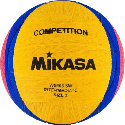 Мяч для водного поло &quot;MIKASA W6608 5W&quot; р.3, jun, резина, вес 340-380 г, дл. окр.61-63см, жел-син-роз оптом, фото 1