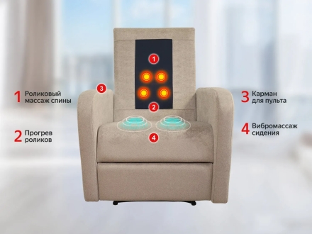 Кресло-реклайнер электрический с массажем FUJIMO E-COMFORT CHAIR Ваниль оптом, фото 2