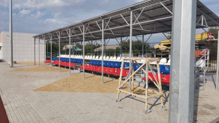 Трибуна сборно-разборная 3-х рядная на 100 мест (с навесом из поликарбоната) СТ-184 оптом, фото 2