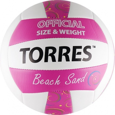 СЦ*Мяч вол. пляжн. &quot;TORRES Beach Sand Pink&quot; арт.V30085B, р.5, синт.кожа (ТПУ),маш.сш,бут.кам,роз оптом, фото 1