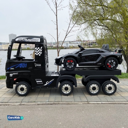 Электромобиль Mercedes-Benz Actros HL358 4WD с прицепом черный оптом, фото 3