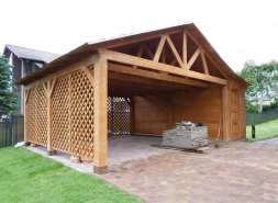 Навес для авто с хозблоком ДОВИЛЬ Несущий каркас, фото 1