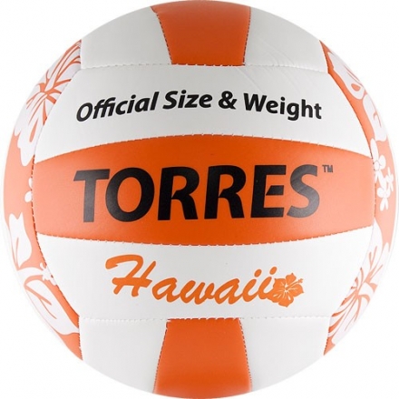СЦ*Мяч вол. пляжн. &quot;TORRES Hawaii&quot; арт.V30075B, р.5, синт.кожа (ТПУ), маш. сш, бут.кам, бело-оранж оптом, фото 1