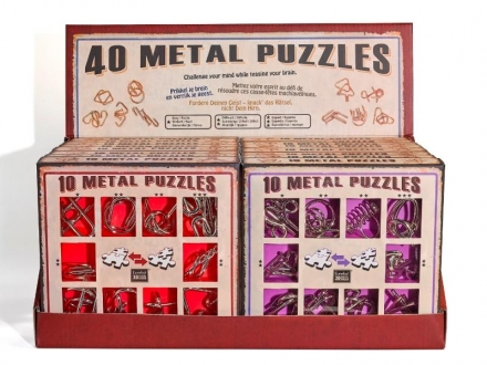 Набор из 10 металлических головоломок (синий) / 10 Metal Puzzles blue set оптом, фото 1