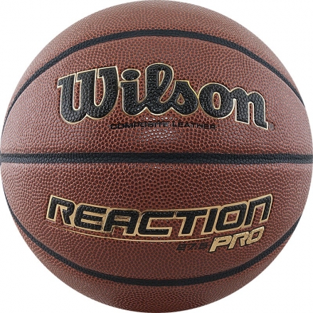 Мяч баск. WILSON Reaction PRO, арт.WTB10139XB05, р.5, синт. PU, бутил. камера, темно-коричневый оптом, фото 1