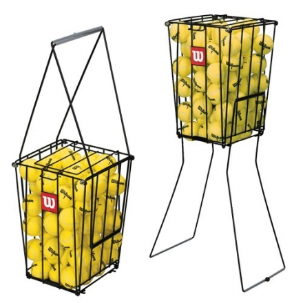 Корзина для тен. мячей Wilson Ball Pick-Up, арт. WRZ323700,на 75 мячей, металл, лого Wilson, черный оптом, фото 1