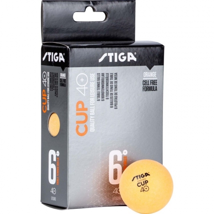 Мяч для наст. тенниса Stiga Cup ABS, арт.1110-2503-06, диам.40+мм, пластик, упак. 6 шт, оранж. оптом, фото 1