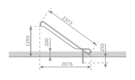 Скат KBT Steg-on L2,3 H1,0-1,25 из нержавеющей стали для игровых площадок оптом, фото 5