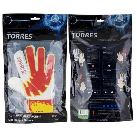 СЦ*Перчатки врат. &quot;TORRES Jr.&quot; арт. FG05016-RD, р.6, 2 мм латекс, удл.манж.,бело-красно-желтый оптом, фото 2