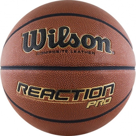Мяч баск. WILSON Reaction PRO, арт.WTB10137XB07, р.7, синт. PU, бутил. камера,  темно-коричневый оптом, фото 1