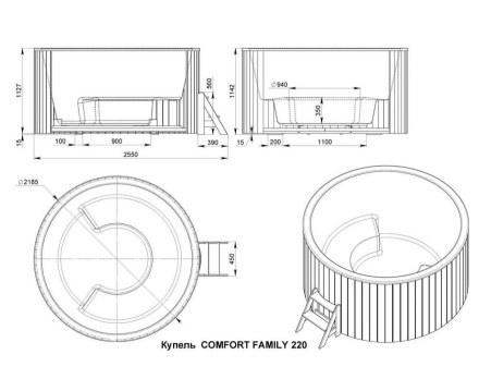 Купель COMFORT FAMILY 220 COLD (термоберёза) оптом, фото 10