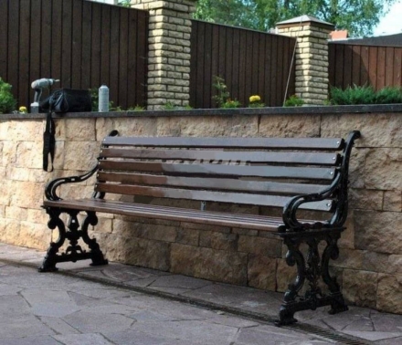 Скамейка чугунная Барокко 2,0 м (3 опоры) оптом, фото 4