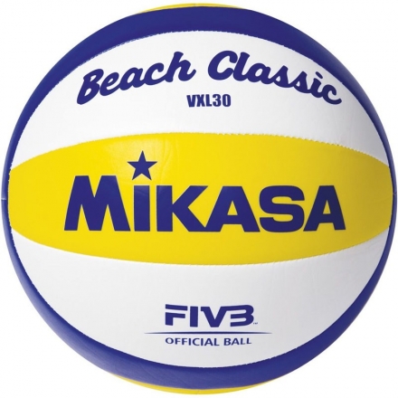 Мяч вол. пляжн. &quot;MIKASA VXL30&quot;, р.5, синт.кожа (ТПУ), 10 пан, маш.сш., бут.кам, бел-син-жел оптом, фото 1