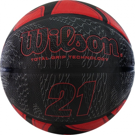 Мяч баск. WILSON 21 Series,  арт.WTB2103XB07, р.7,резина, бутил. кам.,нейлон. корд, красн-чер-сереб оптом, фото 1