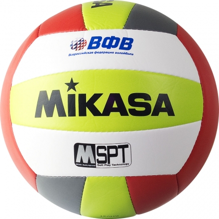 Мяч вол. пляжн. &quot;MIKASA VXS-BFL&quot;, р.5, синт.кожа(ТПУ),лого ВФВ,18 пан.,маш.сш,бут.кам,зел-сер-красн оптом, фото 2