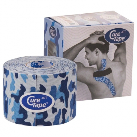 Тейп кинезиологический CureTape Art Camo, 5 см x 5 м, арт. 164002, бело-сине-голубой оптом, фото 1
