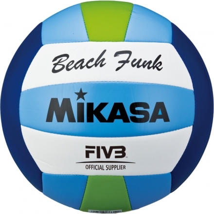 Мяч вол. пляжн. &quot;MIKASA VXS-BFU&quot;,р.5, синт.кожа(ТПУ),лого ВФВ,18 пан.,маш.сш,бут.кам,син-гол-зел оптом, фото 1