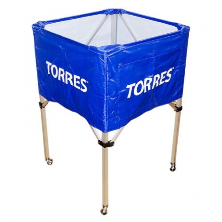 Тележка для мячей &quot;TORRES&quot;, арт.SS11022, на 25-30 шт., дл. 67см, глуб.45 см, выс.103 см, сине-белая оптом, фото 1