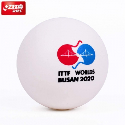 Мяч для наст. тенниса DHS 3*** Busan, арт. DJ40W, диам.40+, пластик, ITTF Appr., упак. 6 шт, белый оптом, фото 2