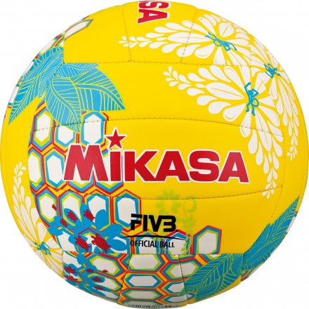 Мяч вол. пляжн. &quot;MIKASA VXS-HS 3&quot;,р.5,синт.кожа(ТПУ),лого ВФВ,18 пан.,маш.сш,бут.кам,желт-бело-бир оптом, фото 1