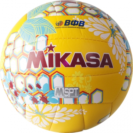 Мяч вол. пляжн. &quot;MIKASA VXS-HS 3&quot;,р.5,синт.кожа(ТПУ),лого ВФВ,18 пан.,маш.сш,бут.кам,желт-бело-бир оптом, фото 2