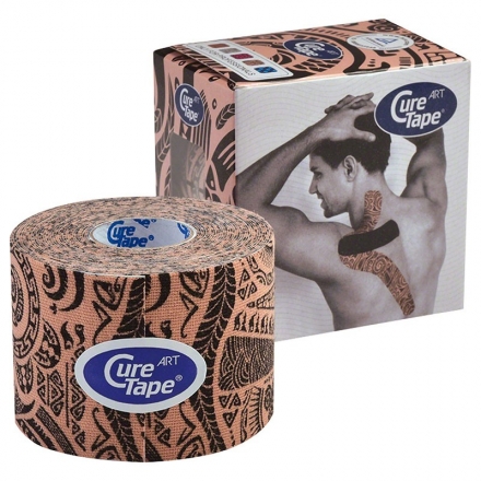 Тейп кинезиологический CureTape Art Tatoo, 5 см x 5 м, арт. 162732, телесно-черный оптом, фото 1