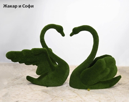 Топиари композиция лебеди Жакар и Софи - газон Eco оптом, фото 1