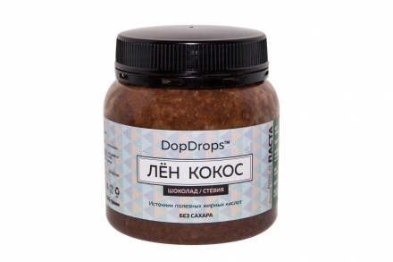 Шоколадно-кокосовая паста cо стевией и льном, в пластике, 250г оптом, фото 2