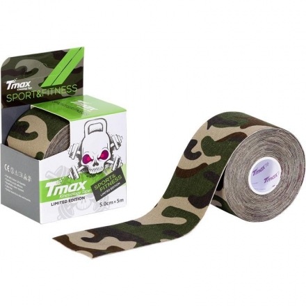Тейп кинезиологический Tmax Pattern Green (5 см x 5 м), арт 100657, рис. камуфляж, зел-коричн-беж оптом, фото 1