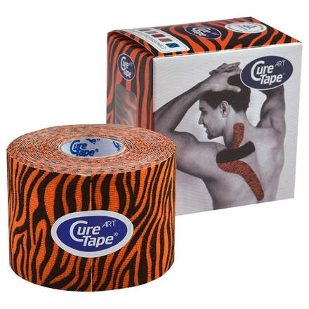 Тейп кинезиологический CureTape Art Tiger, 5 см x 5 м, арт. 163159, оранжево-черный оптом, фото 1