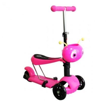 Самокат трансформер Пчелка, малиновый оптом, фото 1