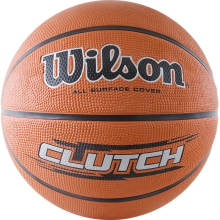 Мяч баскетбольный WILSON Clutch, размер 7, резина, бутил. камера, оранжево-черно-серебристый оптом, фото 1