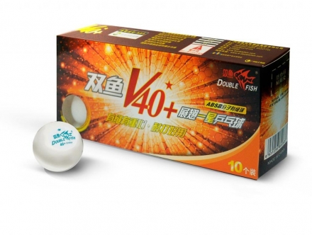 DOUBLE FISH 40+ 1*, 10 мячей в упаковке, белые. Для начинающих игроков. оптом, фото 1