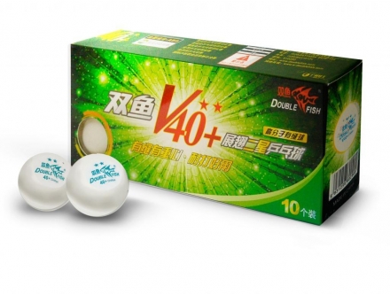 DOUBLE FISH 40+ 2*, 10 мячей в упаковке, белые. Для продвинутых игроков. оптом, фото 1