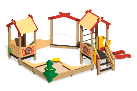 Песочный дворик Теремок ПС-29.1 с горкой для детской площадки оптом, фото 2