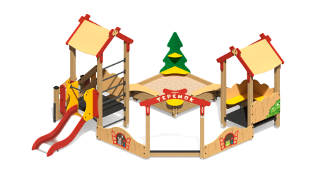 Песочный дворик Теремок ПС-29.1 с горкой для детской площадки оптом, фото 1