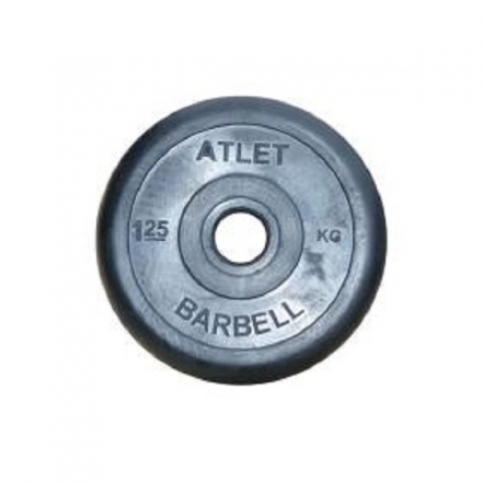 Диск Barbell Atlet обрезиненный черный d-31mm 1,25кг оптом, фото 1