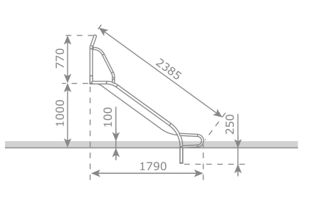 Скат KBT Stur-1000 L2,4 H0,9-1,0 из нержавеющей стали для игровых площадок оптом, фото 3