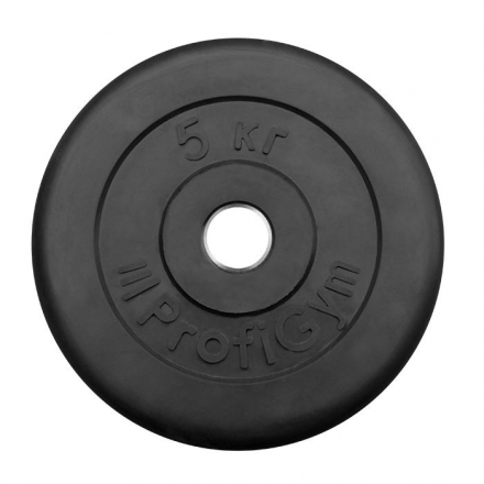 Диск «Profigym» тренировочный обрезиненный 5 кг черный 31 мм (металлическая втулка) ДТР-5/31  оптом, фото 1