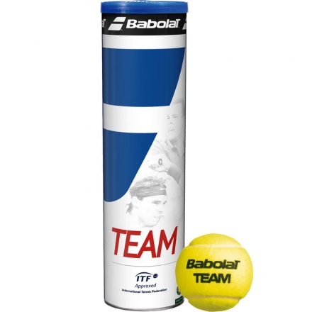 Мяч теннисный BABOLAT Team 4B,арт.502035, уп.4 шт,одобр.ITF,фетр,нат.резина,желтый оптом, фото 1