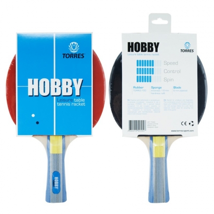 Ракетка для н/т TORRES Hobby, арт.TT0003, для любителей, накладка 1,8 мм, конич. ручка оптом, фото 1