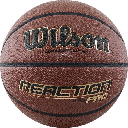 Мяч баск. WILSON Reaction PRO, арт.WTB10139XB05, р.5, синт. PU, бутил. камера, темно-коричневый оптом, фото 1