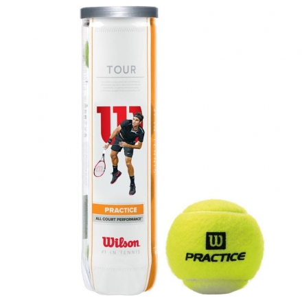 Мяч теннисный WILSON Tour Practice арт. WRT114500, техн. NanoPlay, пласт. банка 4 мяча оптом, фото 1