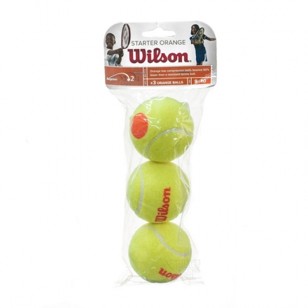 Мяч теннисный WILSON Starter Orange, арт. WRT137300, одобр.ITF, фетр, нат.рез, уп.3шт,желто-оранж оптом, фото 1