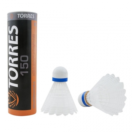 Воланы для бадминтона TORRES 150 (нейлон), уп. 6шт. белый оптом, фото 1