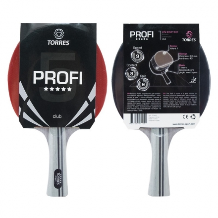 Ракетка для н/т TORRES Profi 5*, арт.TT0009, для спортсменов, накладка 2,0 мм, конич. ручка оптом, фото 2