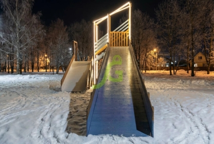 Зимняя деревянная горка "IgraGrad Snow Fox 12 м" с двумя скатами мод.3 оптом, фото 3
