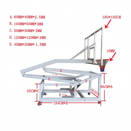 Мобильная баскетбольная стойка клубного уровня STAND72G оптом, фото 7