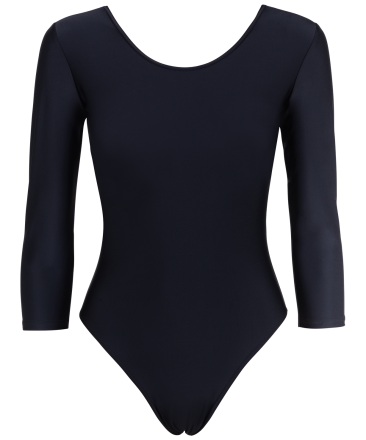 Купальник гимнастический с рукавом 3/4, полиамид, черный, р. 44-48 оптом, фото 1