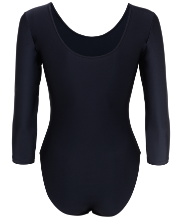 Купальник гимнастический с рукавом 3/4, полиамид, черный, р. 44-48 оптом, фото 2